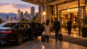 Luxury Hotel Arrival at Sunset